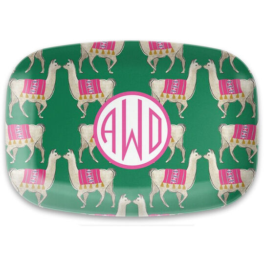 Llama Green Melamine Platter